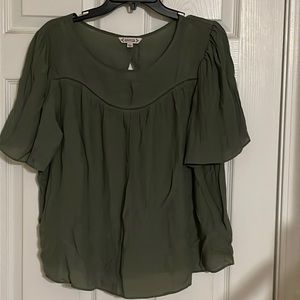 Olive green blouse. Size large.